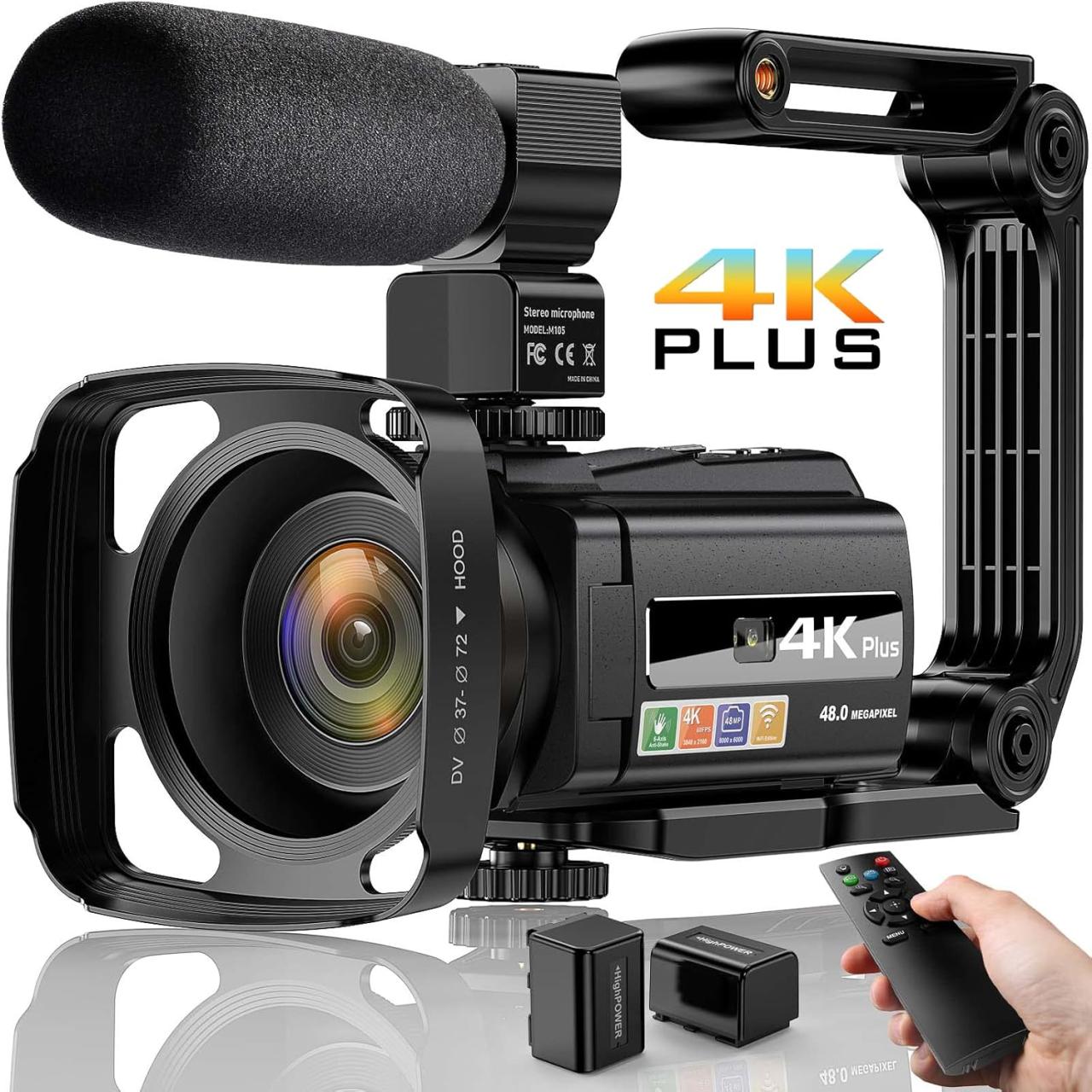 Videocámara 4K Ultra HD 48MP,WiFi IR Visión Nocturna Camara Video,Zoom ...
