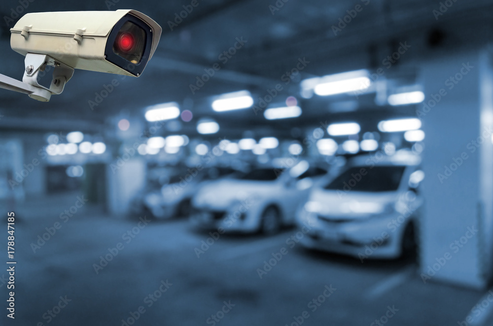 CCTV, security indoor camera system operating in underground car ... CCTV, security indoor camera system operating in underground car ...
