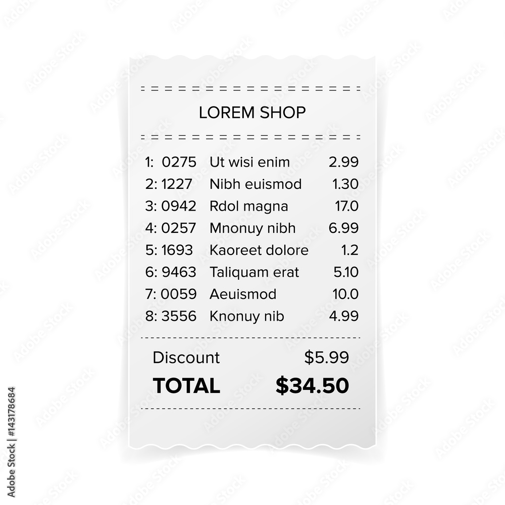 Printed Receipt Vector. Bill Atm Template, Cafe Or Restaurant Paper ... Printed Receipt Vector. Bill Atm Template, Cafe Or Restaurant Paper ...