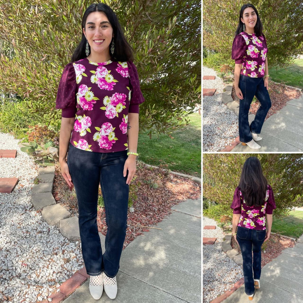 Moriella Puff Sleeve Mixed Media Top - Women's Collection | LuLaRoe